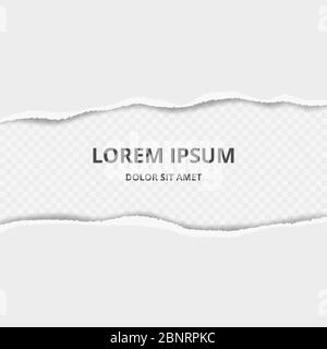 Ripped paper background. Decorative design with broken paper edges with rips vector template Stock Vector