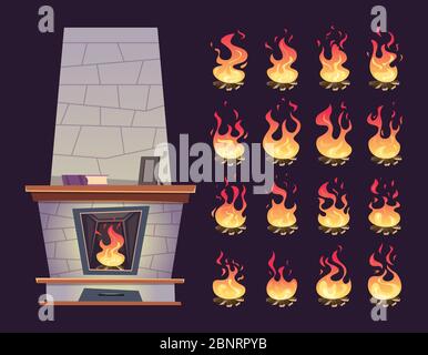 Fire animation. Flaming flame, fiery blaze and animated blazing fire flames  isolated vector animations frames Stock Vector Image & Art - Alamy