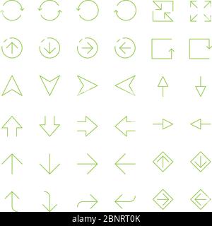Thin arrows. Infographic thin elements template navigation arrows vector icons Stock Vector