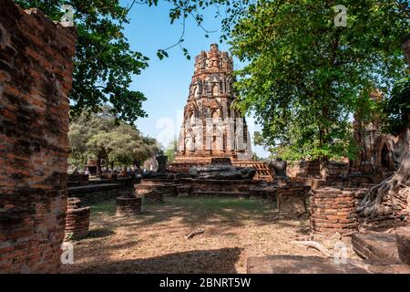 Name of this place ' Wat Mahathat ' temple and another spelling is ' Wat Maha That 'the temple in Ayutthaya Province, Bangkok Stock Photo