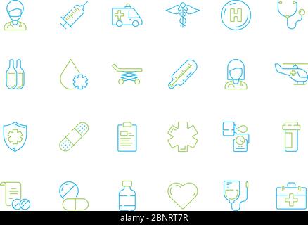 Medicine icon. Hospital doctor healthcare medical drugs pills and other thin line vector symbols Stock Vector