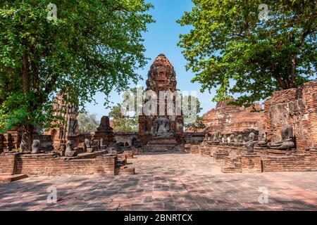 Name of this place ' Wat Mahathat ' temple and another spelling is ' Wat Maha That 'the temple in Ayutthaya Province, Bangkok Stock Photo