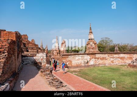 Name of this place ' Wat Mahathat ' temple and another spelling is ' Wat Maha That 'the temple in Ayutthaya Province, Bangkok Stock Photo