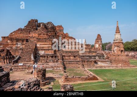 Name of this place ' Wat Mahathat ' temple and another spelling is ' Wat Maha That 'the temple in Ayutthaya Province, Bangkok Stock Photo