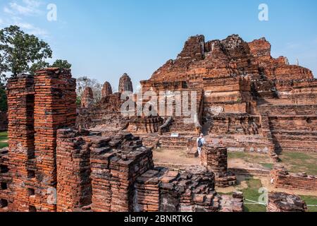 Name of this place ' Wat Mahathat ' temple and another spelling is ' Wat Maha That 'the temple in Ayutthaya Province, Bangkok Stock Photo