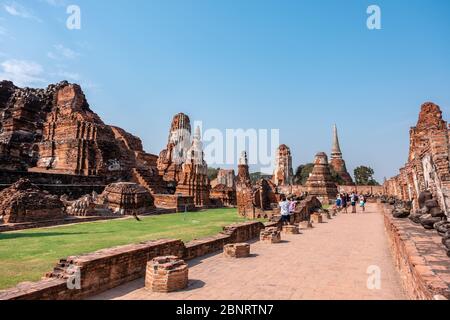 Name of this place ' Wat Mahathat ' temple and another spelling is ' Wat Maha That 'the temple in Ayutthaya Province, Bangkok Stock Photo