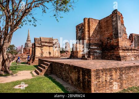 Name of this place ' Wat Mahathat ' temple and another spelling is ' Wat Maha That 'the temple in Ayutthaya Province, Bangkok Stock Photo