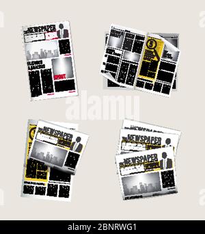 Newspapers icons. Journalist collection of reading daily news with headlines tabloid vector symbols of newspaper Stock Vector