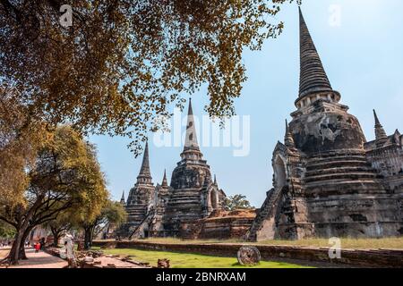 Name of this place ' Wat Phra Si Sanphet Temple ' the buddhist temple in Ayutthaya Province, Bangkok Stock Photo