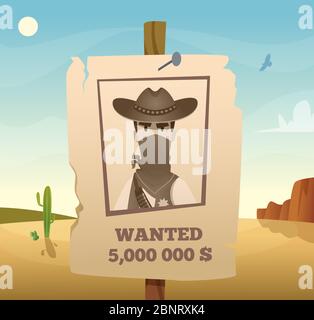 Wild west frame. American cowboy western symbols lasso guns horse saloon vector poster template Stock Vector