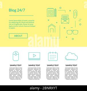 Vector line blog icons template illustration poster Stock Vector