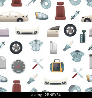 Vector car parts pattern or background illustration Stock Vector