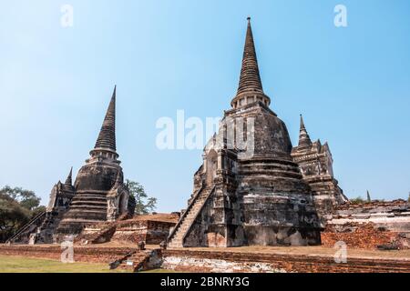 Name of this place ' Wat Phra Si Sanphet Temple ' the buddhist temple in Ayutthaya Province, Bangkok Stock Photo