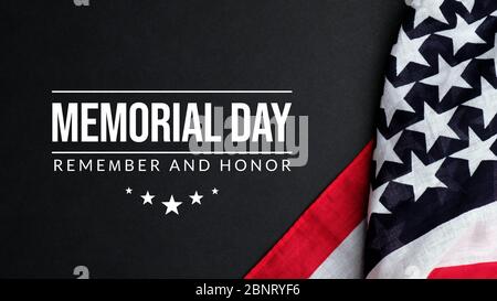 Memorial Day banner template. Remember and honor with USA flag on dark ...