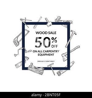 Hand drawn carpentry elements Stock Vector