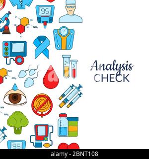 Vector colored diabetes icons background banner web Stock Vector