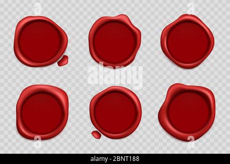Wax stamp. Sealing marks rubbers realistic wax vector stamp illustrations Stock Vector