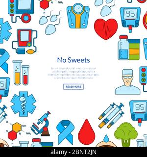 Vector colored diabetes icons with place for text Stock Vector