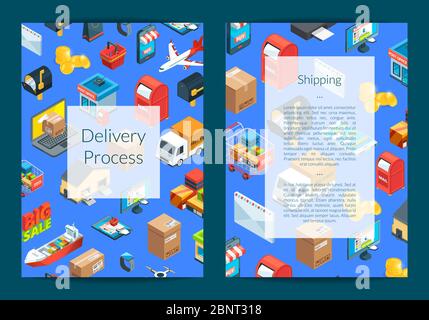 Vector isometric shipping and delivery icons Stock Vector