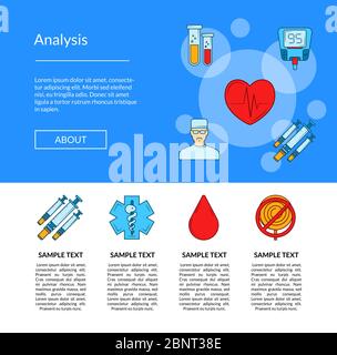 Vector diabetes icons page illustration colored design Stock Vector