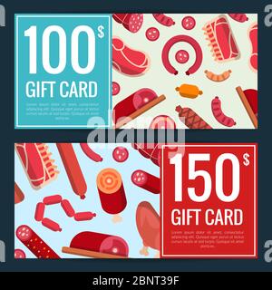 Vector flat meat and sausages icons discount Stock Vector