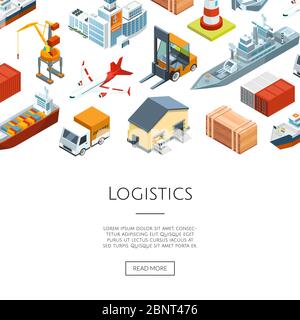 Vector isometric marine logistics and seaport Stock Vector