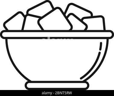 Bowl sugar cubes icon. Outline bowl sugar cubes vector icon for web design isolated on white background Stock Vector