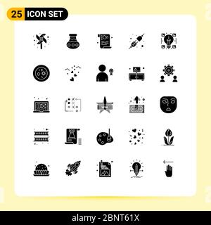 25 User Interface Solid Glyph Pack of modern Signs and Symbols of ideas, socket, cookies, plug, security Editable Vector Design Elements Stock Vector