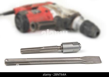 Adapter for sds drill on hammer heavy duty machine. Stock Photo