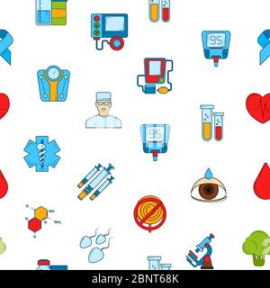 Vector colored diabetes icons pattern or background illustration Stock Vector