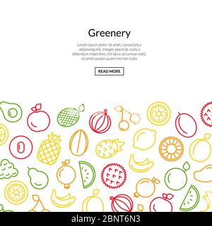 A set of colored linear icons of Fruits and berries. Design elements in ...