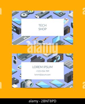 Vector isometric gadgets icons business card Stock Vector