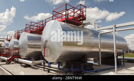 Ptroleum products storage tank at the refinery. Stock Photo