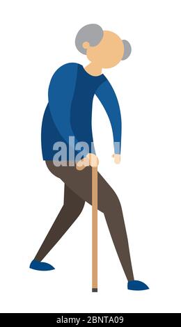 Old Man Walking with a Cane, vector illustration Stock Vector Image ...
