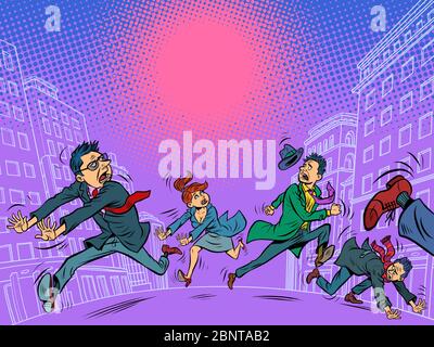panic people in the city are running Stock Vector