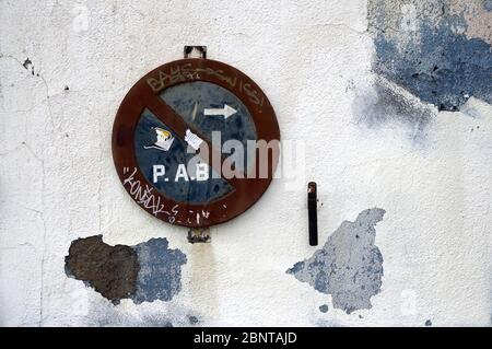 old sign on the wall Stock Photo
