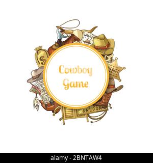 Vector wild west cowboy elements Stock Vector