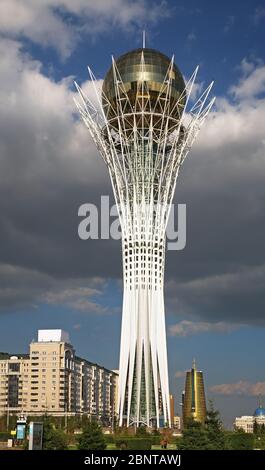 Bayterek monument - Tall Poplar in Astana. Kazakhstan Stock Photo