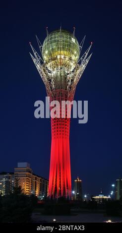 Bayterek monument - Tall Poplar in Astana. Kazakhstan Stock Photo