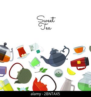 Vector tea kettles and cups Stock Vector