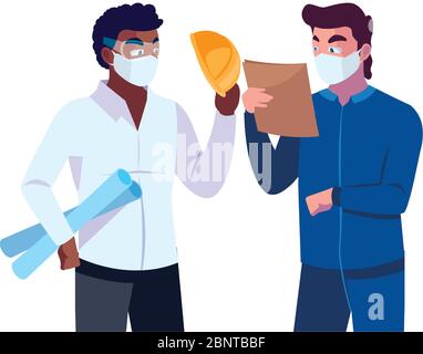 architect and operator with mask vector illustration desing Stock Vector