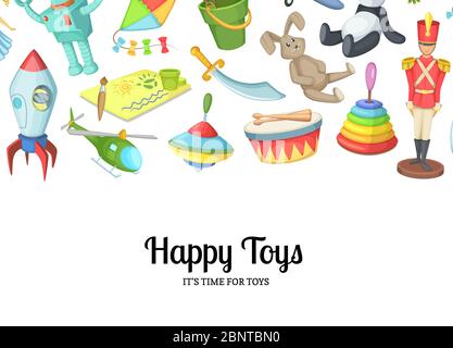 Vector cartoon children toys background with place for text illustration Stock Vector