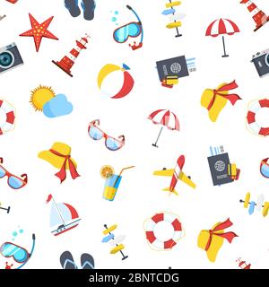 Vector travel elements pattern or background illustration Stock Vector