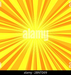 yellow sun rays pop art background Stock Vector