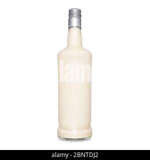 Glass bottle of white milky coconut tincture isolated on a white background Stock Photo