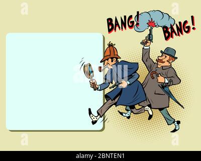 Detective Holmes and Dr. Watson Stock Vector