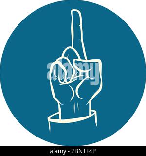 index finger up hand attention gesture Stock Vector