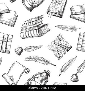 Vector hand drawn theatre elements pattern or background illustration Stock Vector