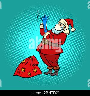 Santa Claus in a medical mask. New year and Christmas during the epidemic Stock Vector