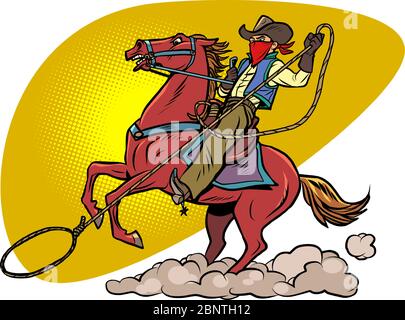 cowboy on a horse with a lasso Stock Vector